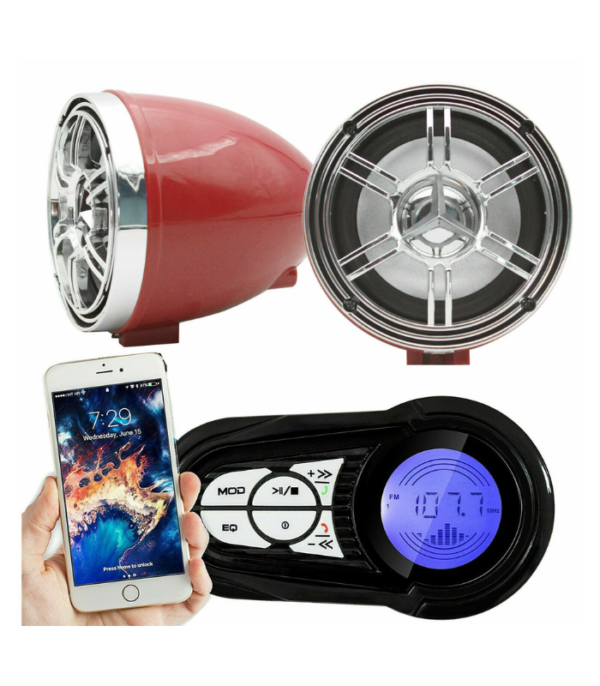 Waterproof Bluetooth Motorcycle Audio Radio Sound System Stereo Speakers MP3 USB