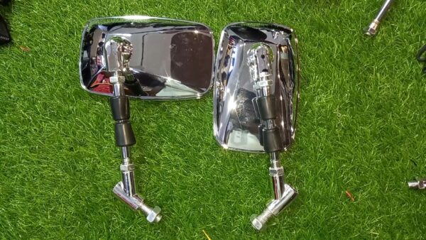 Motorcycle Square Shape Chrome Mirrors - Image 4