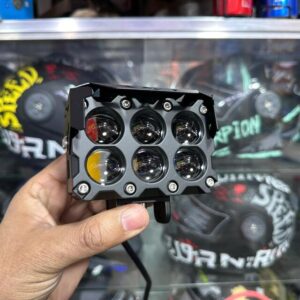 Hjg 6 Lenses Led Light With Yellow White And Devil Light For Cars & Bikes